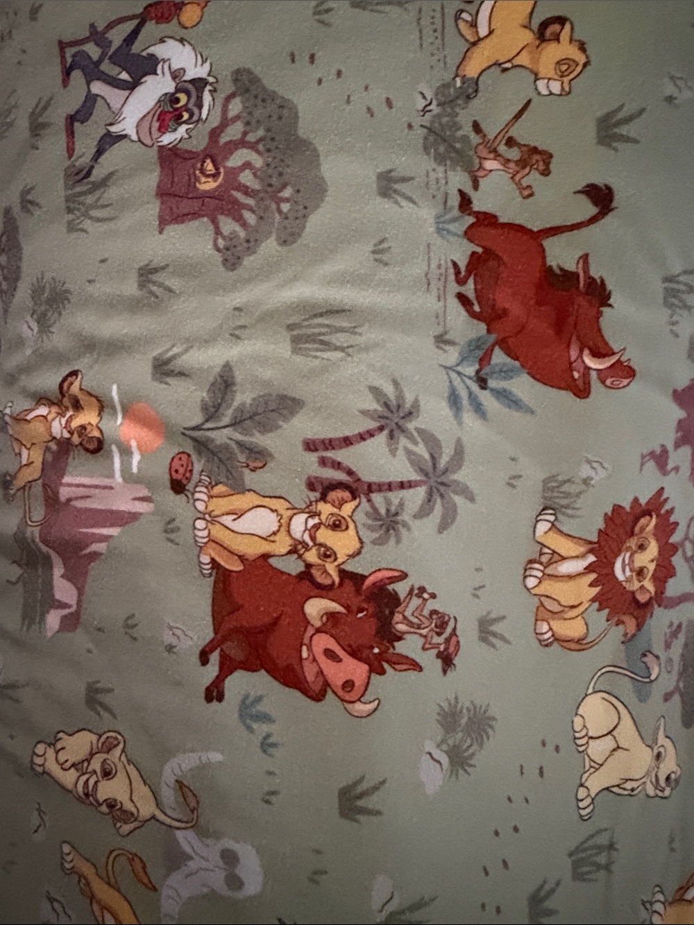 Little Sleepies Lion King Green Background Plush Throw